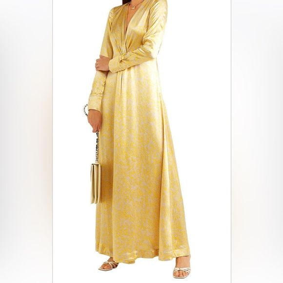 Ganni Cameron V-neck Floral Satin Maxi Dress - Picture 5 of 15